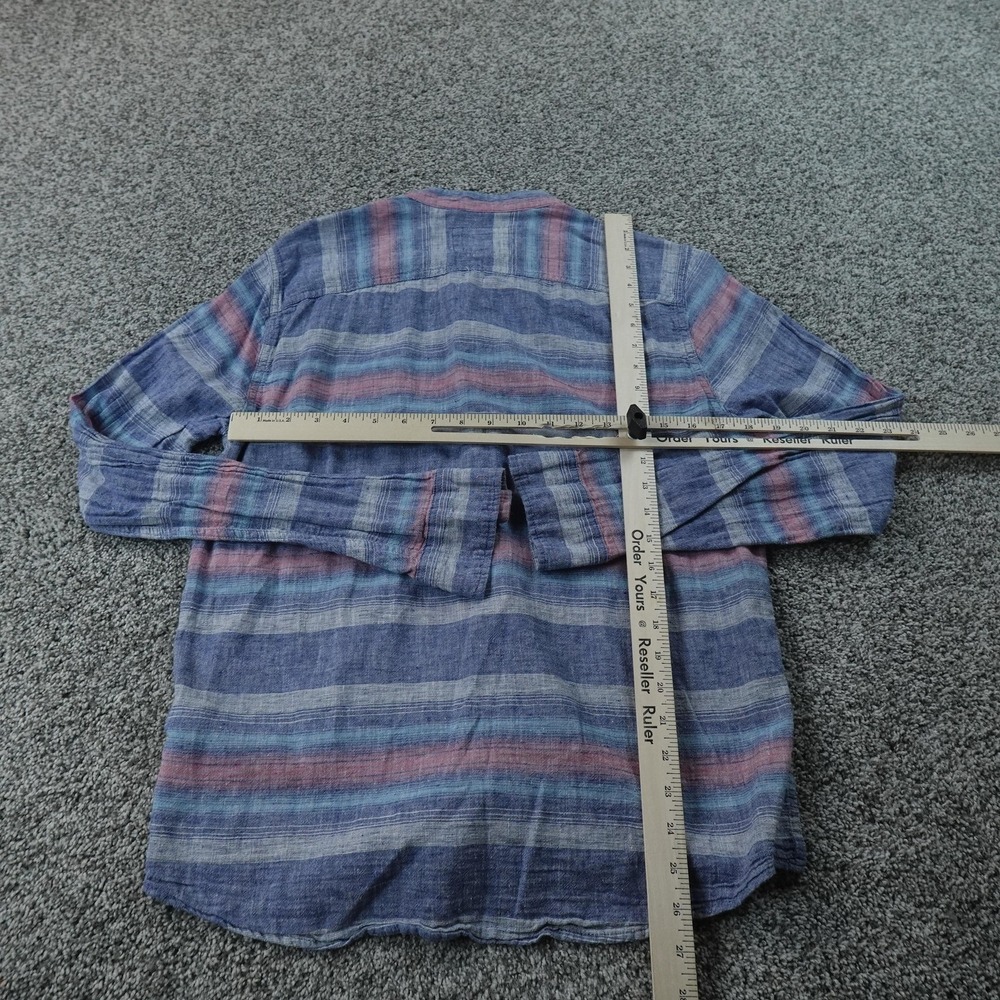 Hollister Shirt Mens M Blue Striped Linen Cotton Chambray Long Sleeve Button Up - Picture 5 of 9